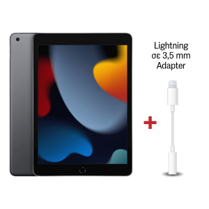 APPLE iPad 9th Gen 10.2'' Wi-Fi 64GB + Αντάπτορας Lightning σε 3.5mm