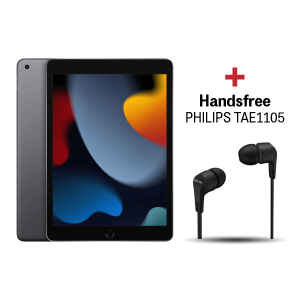 APPLE iPad 9th Gen 10.2'' Wi-Fi 64GB Γκρι + Ενσύρματα Ακουστικά Handsfree PHILIPS TAE1105 Μαύρα