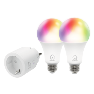 Πακέτο DELTACO Έξυπνη Πρίζα με Χρονοδιακόπτη + Έξυπνος Λαμπτήρας LED DELTACO E27 9W (2 Τεμάχια)