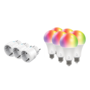 Πακέτο DELTACO Έξυπνη Πρίζα με Χρονοδιακόπτη (3 Τεμάχια)+ Έξυπνος Λαμπτήρας LED DELTACO E27 9W (9 Τεμάχια)