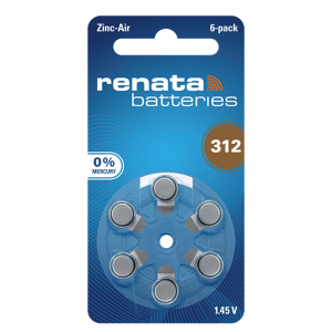 RENATA Μπαταρίες Ακουστικών Βαρηκοΐας ZA312 (6 Tεμάχια)