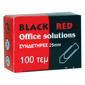 Μεταλλικοί συνδετήρες Νο 2 25mm BLACK RED (10 Τεμάχια)