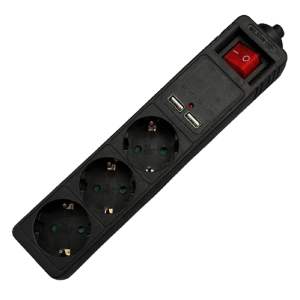 Πολύπριζο Ασφαλείας LAMTECH 3 Θέσεων με 2 Θύρες USB 1.5 Μέτρα