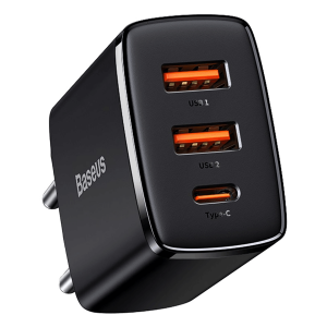 Φορτιστής Ταξιδίου BASEUS USB Type-C + 2 USB Type-A 30W