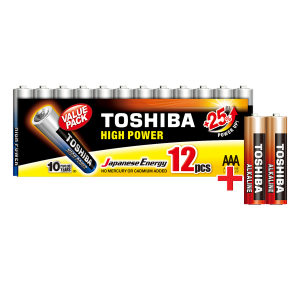 Αλκαλικές Μπαταρίες TOSHIBA High Power LR03 AAA (12 Τεμάχια) + Δώρο 2 Μπαταρίες Entry Level