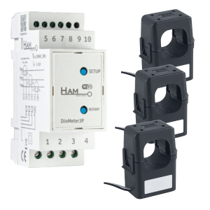 HAM SYSTEMS DinMeter3P Wi-Fi Τριφασικός Μετρητής και Αναλυτής Ρεύματος Ράγας με Μ/Τ 3x150A